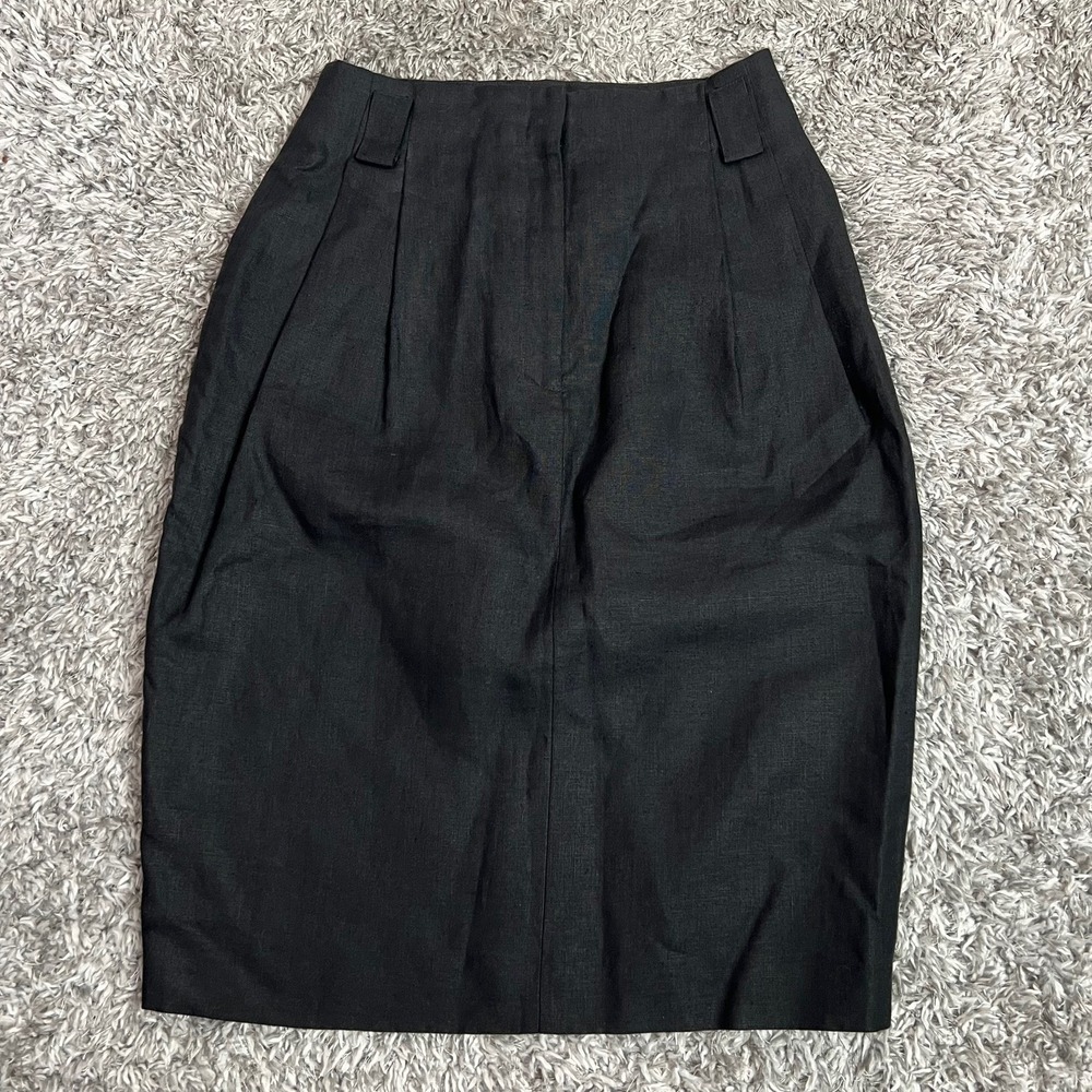 Linda Allard Ellen Tracy Skirt Sz 4 Linen Pencil Lightweight Lined Black Vintage